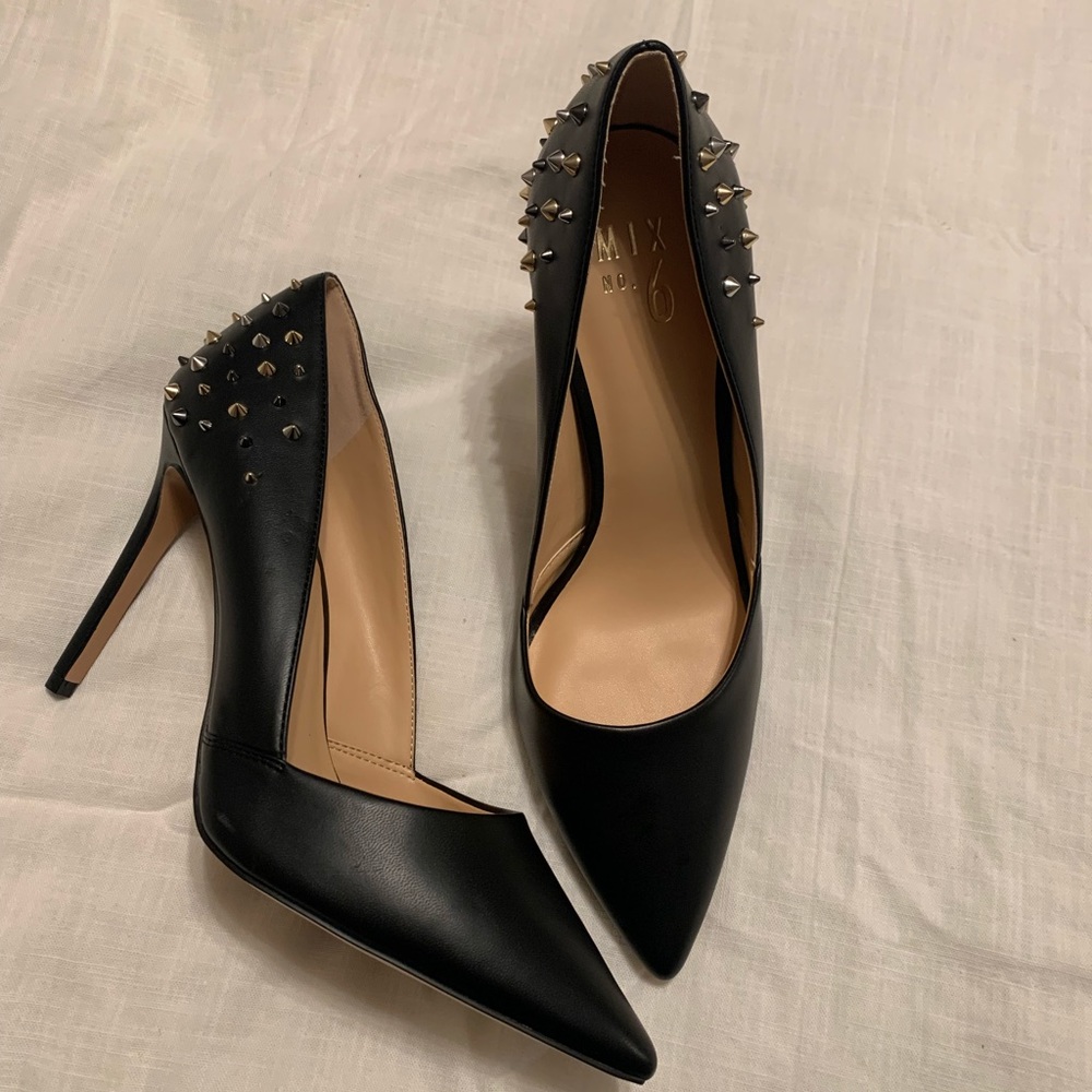 Black Studded Stilettos size 10, 4 1/2 inch heel
